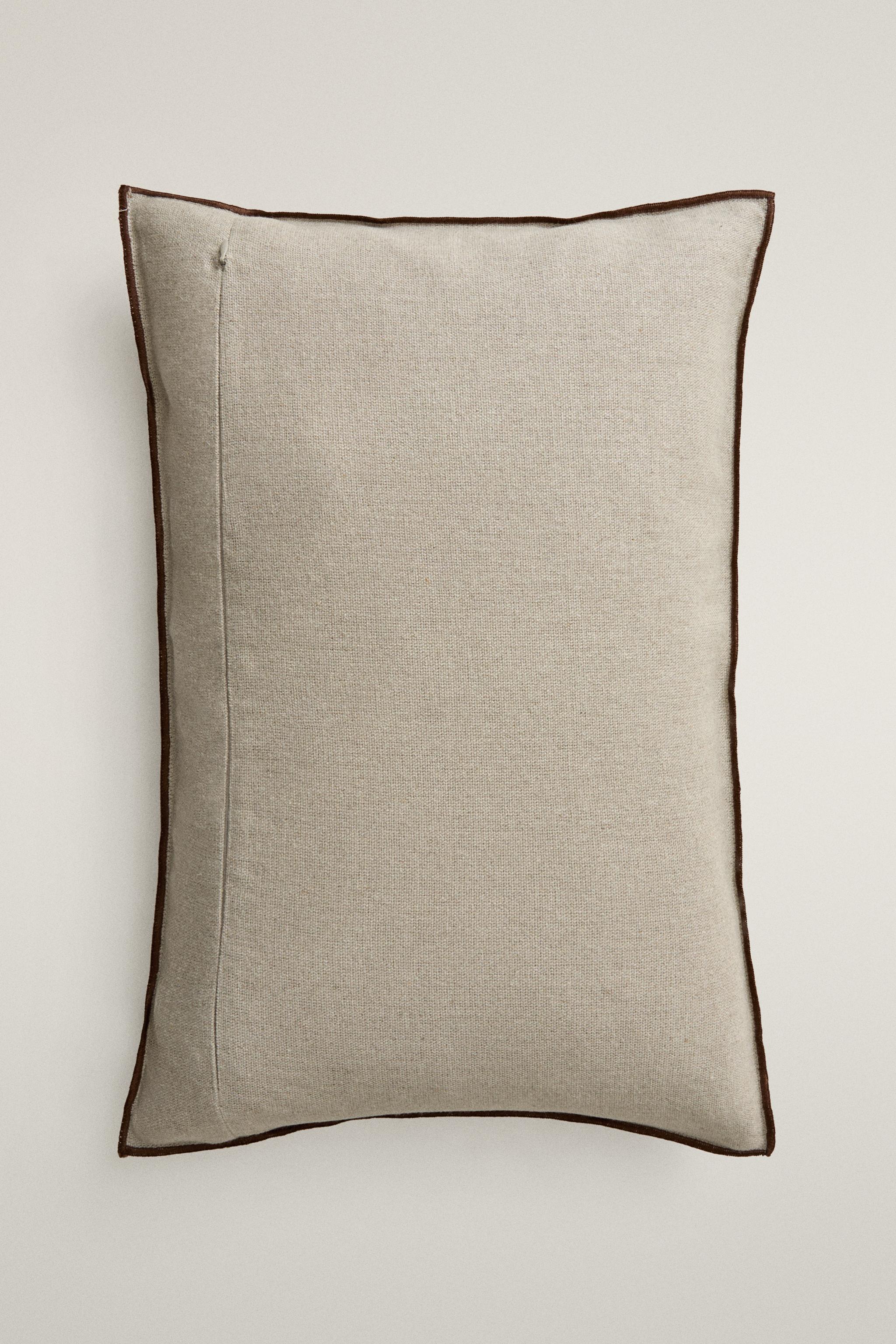 PRINTED LINEN THROW PILLOW COVER